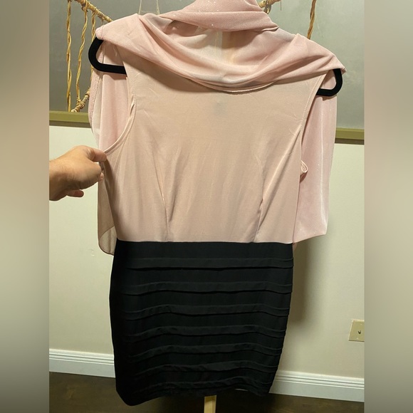 Enfocus Pink/ Black dress with sheer overlay - Picture 4 of 6